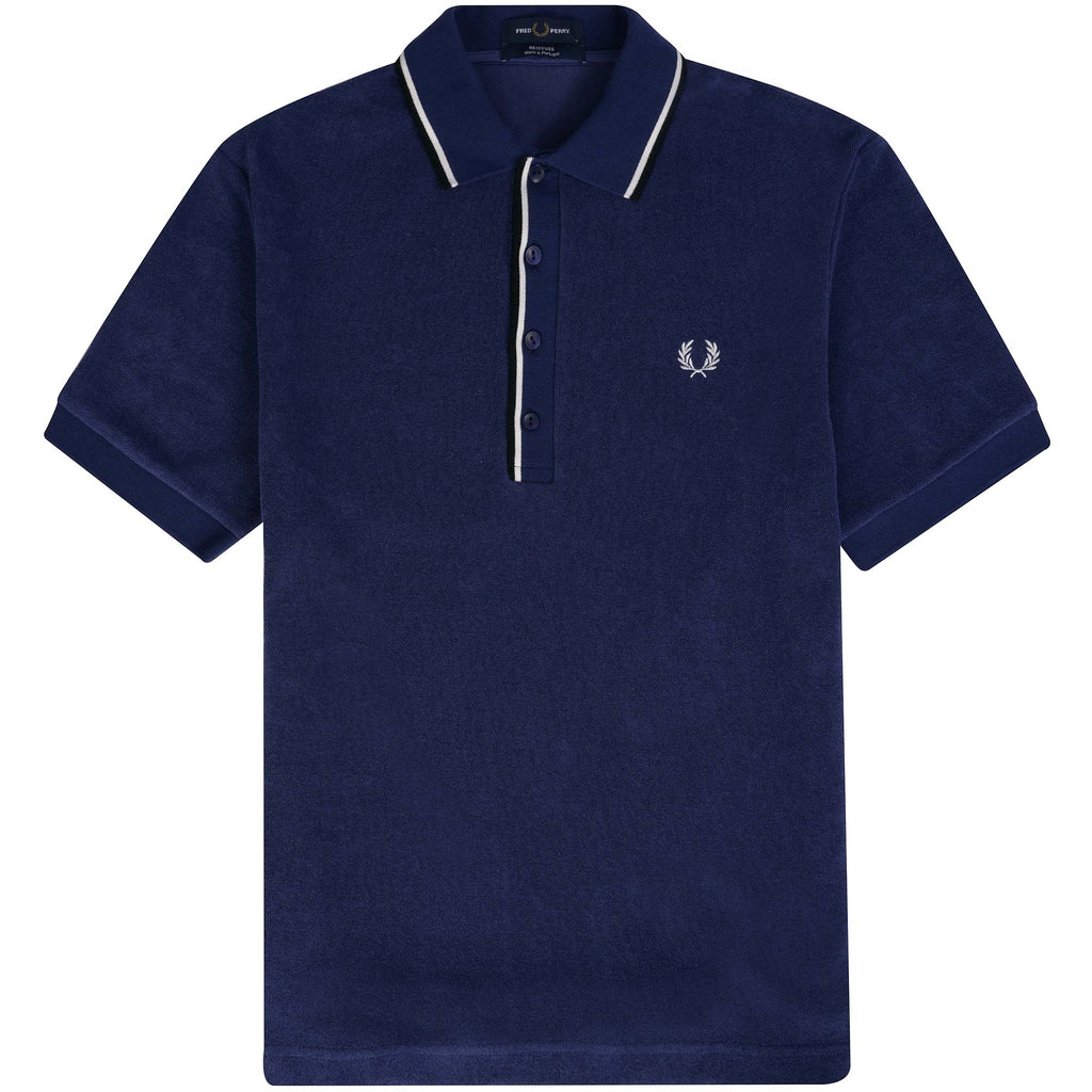 Fred Perry Reissues M4 Towelling Twin Tipped Polo Shirt - French Navy