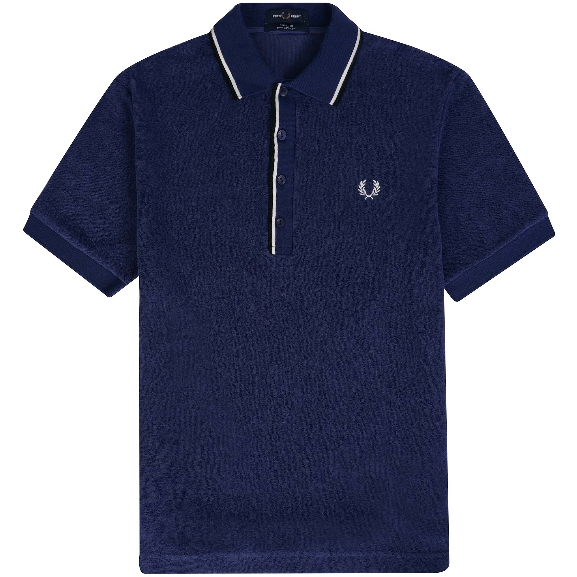 Fred Perry Reissues M4 Towelling Twin Tipped Polo Shirt - French Navy