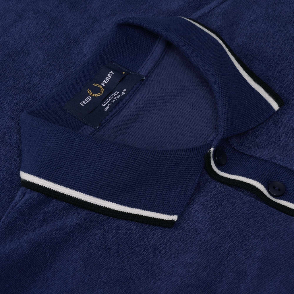 Fred Perry Reissues M4 Towelling Twin Tipped Polo Shirt - French Navy