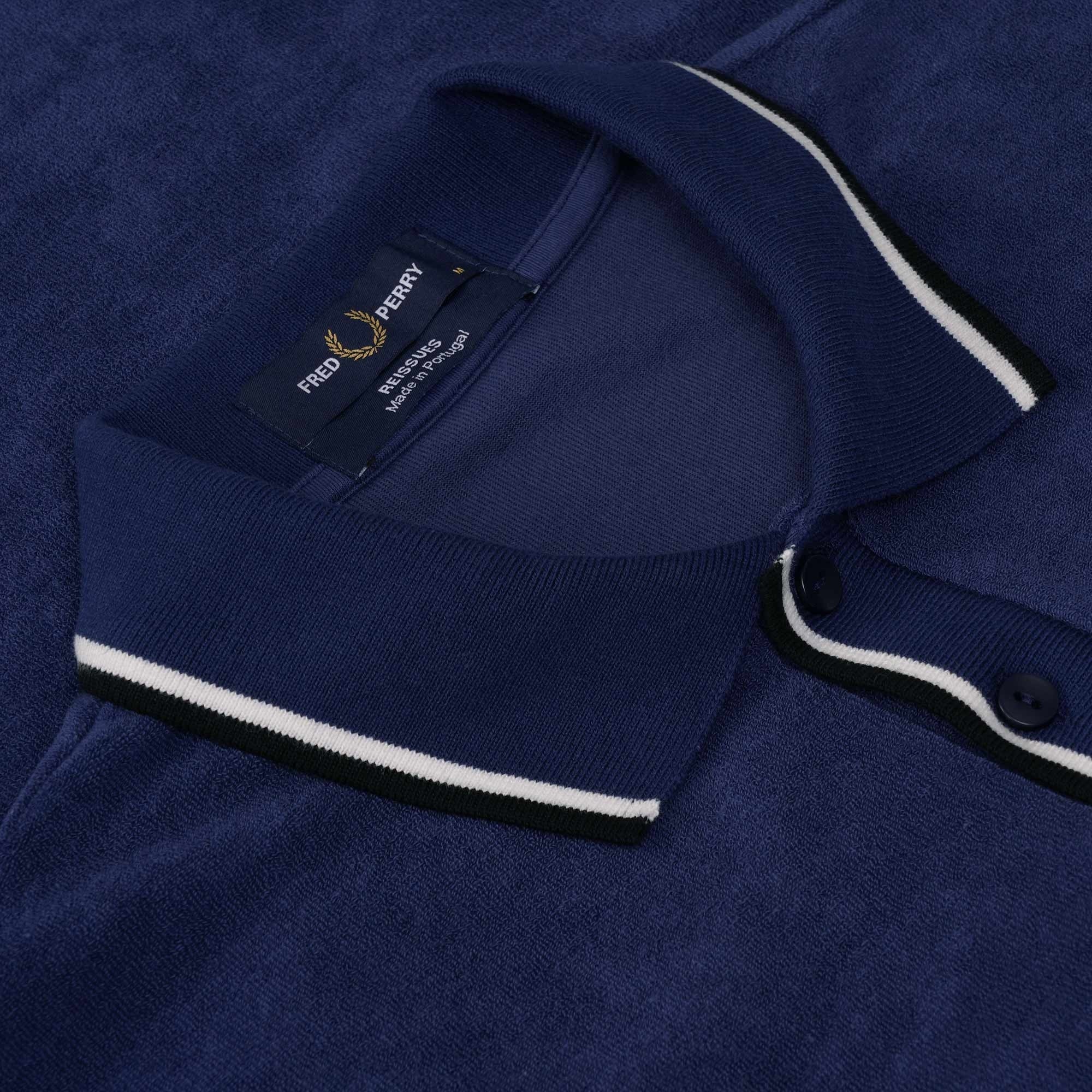 Fred Perry Reissues M4 Towelling Twin Tipped Polo Shirt - French Navy