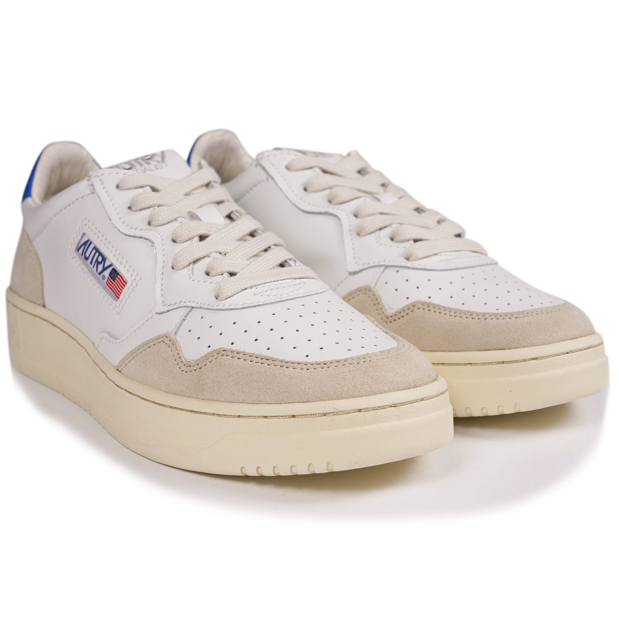 Autry Medalist Low Leather/Suede - White/Blue