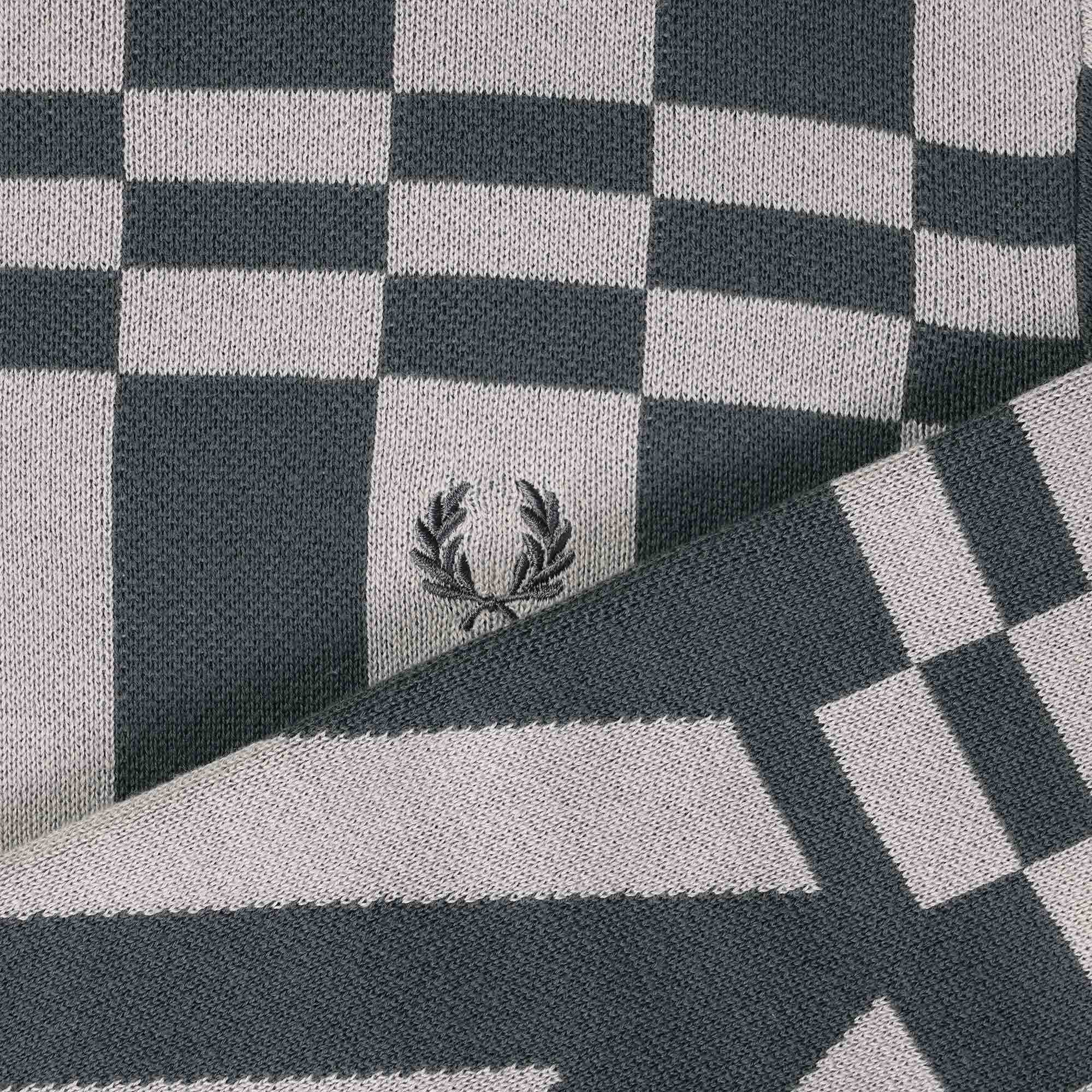 Fred Perry Jacquard Crew Neck Jumper - Gunmetal