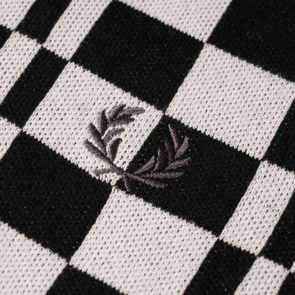 Fred Perry K4 Chequerboard Knitted Polo Shirt - Black/Ecru