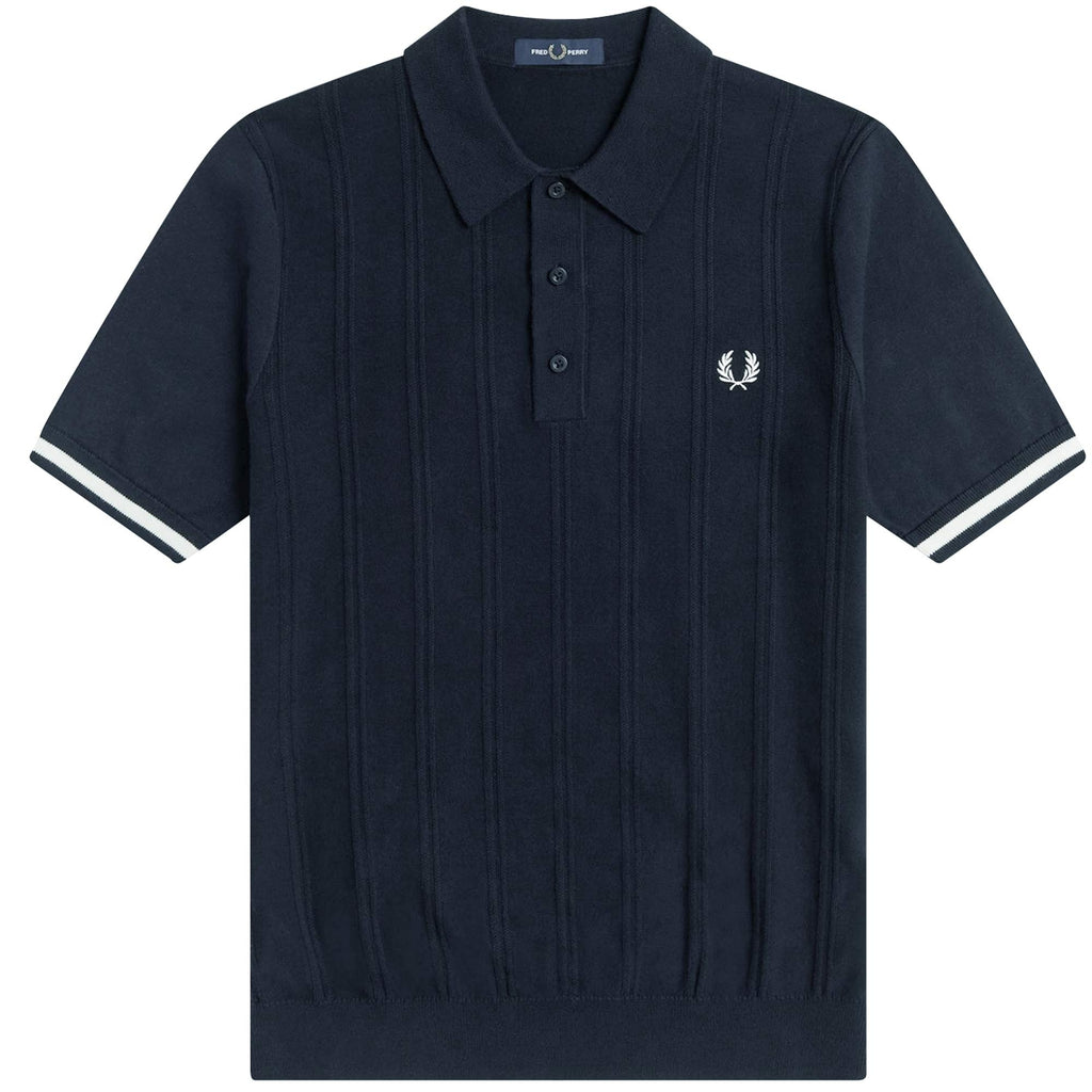 Fred Perry K3 Tipping Texture Knitted Polo Shirt -  Shaded Navy