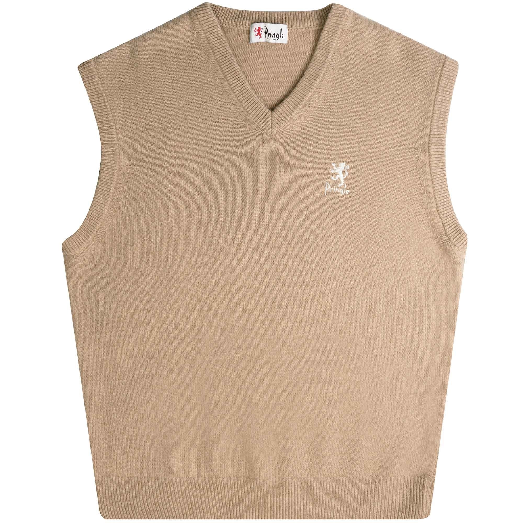 Pringle of Scotland V Neck Sleeveless Jumper - Camel
