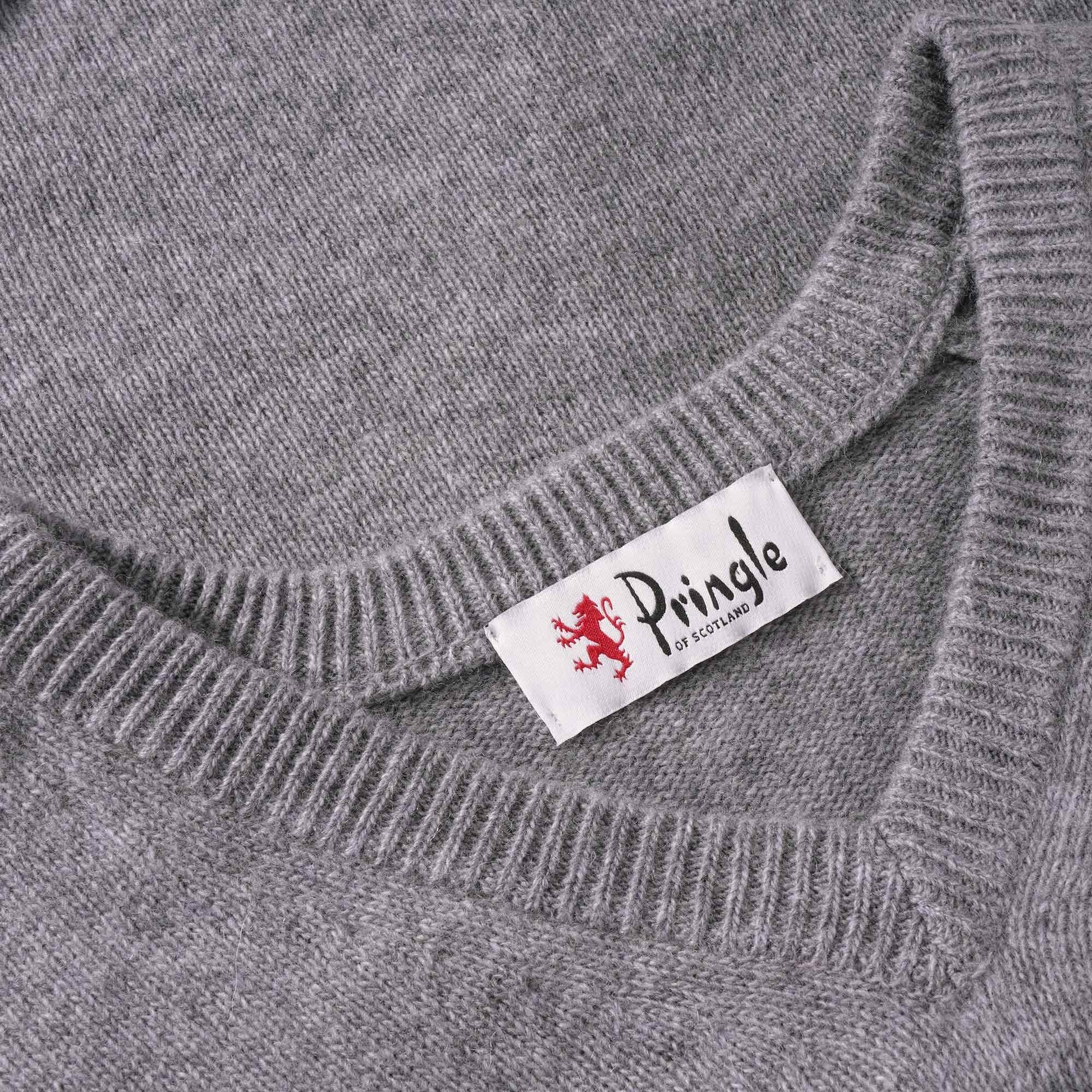Pringle of Scotland V Neck Archive Lambswool Blend Jumper - Grey Marl