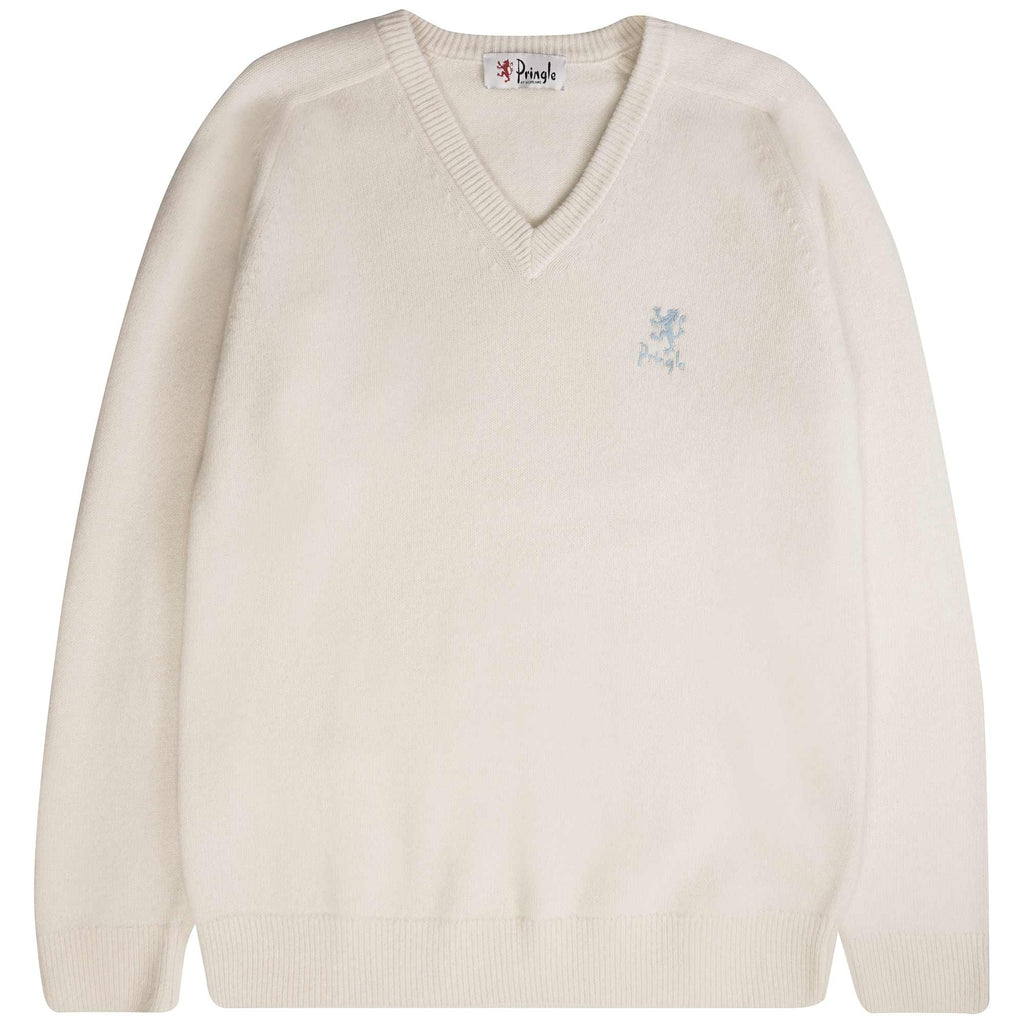 Pringle of Scotland V Neck Archive Lambswool Blend Jumper - Ivory