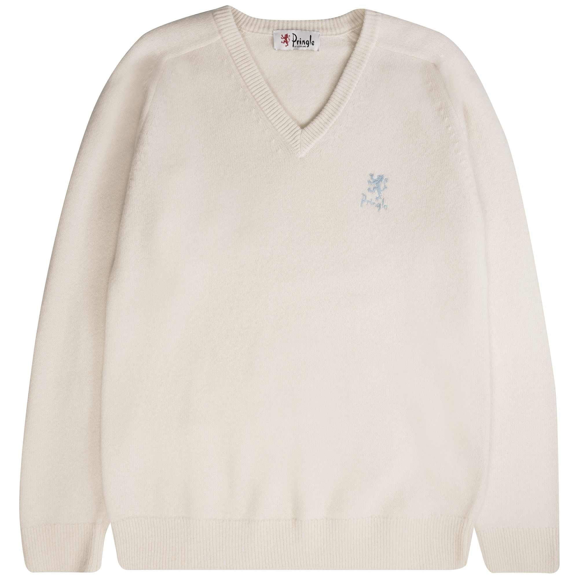 Pringle of Scotland V Neck Archive Lambswool Blend Jumper - Ivory