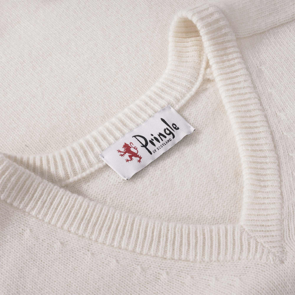 Pringle of Scotland V Neck Archive Lambswool Blend Jumper - Ivory