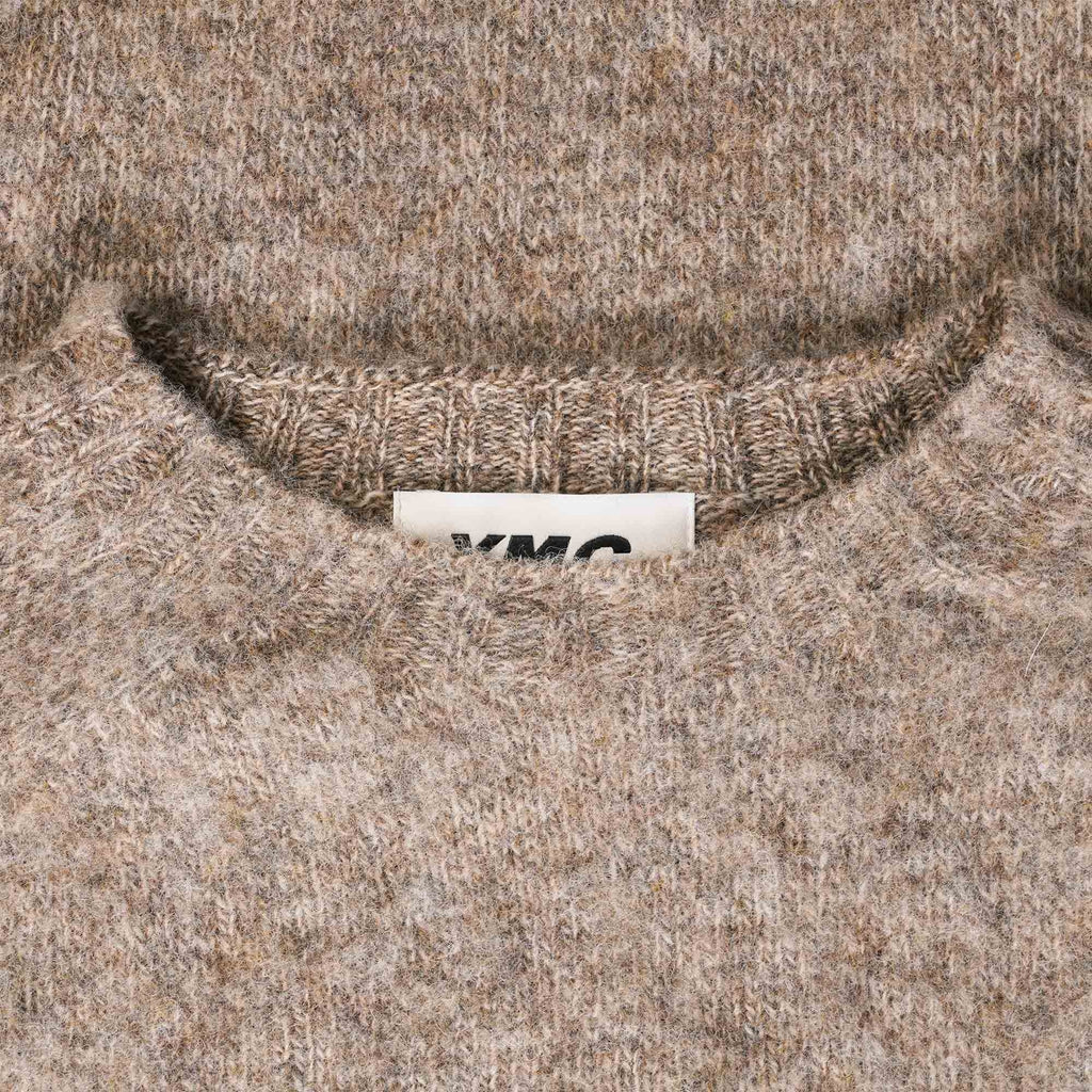 YMC Suedehead Crewneck Jumper - Light Brown Marl