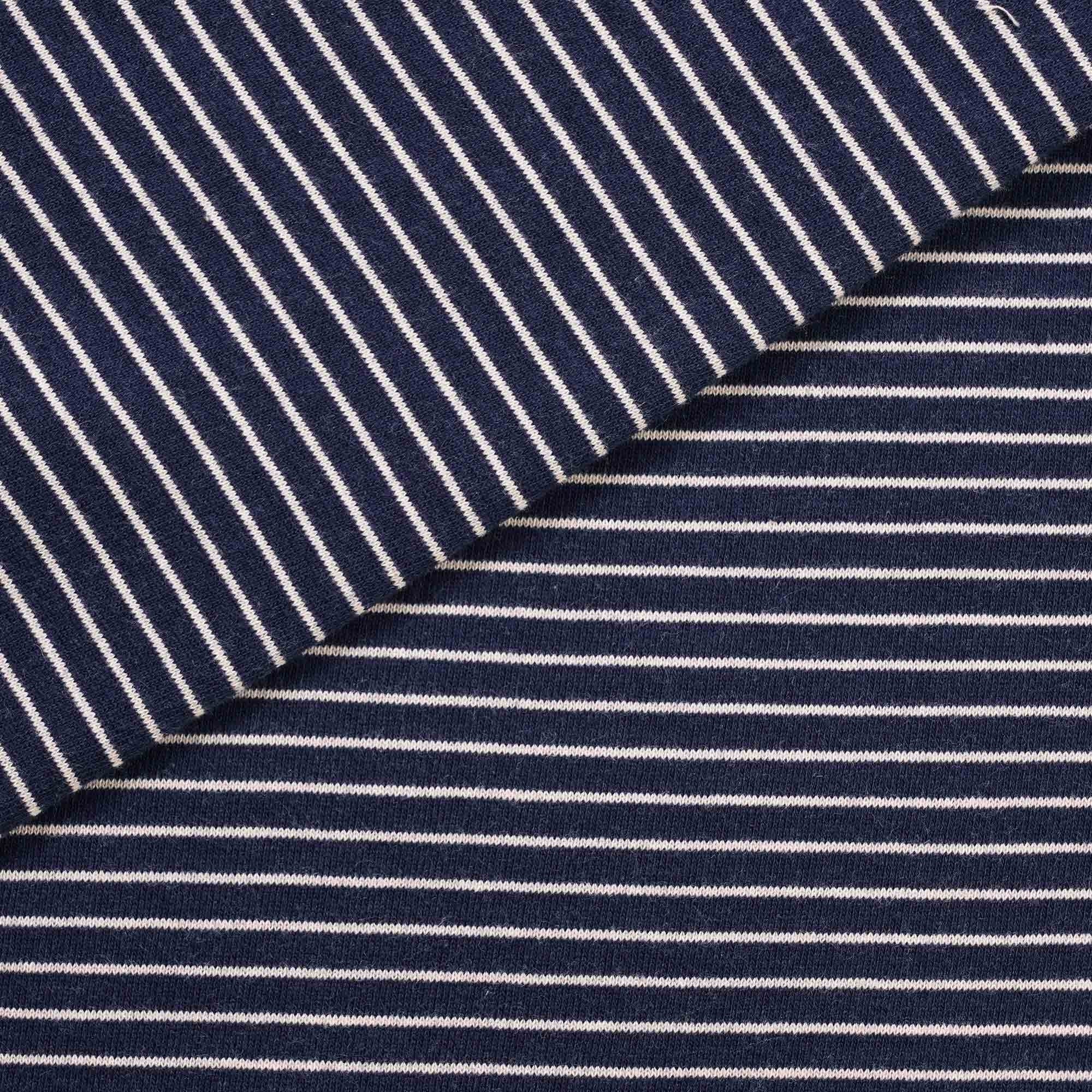 YMC Shrank Loopback Mini Stripe Sweatshirt - Navy/Stone