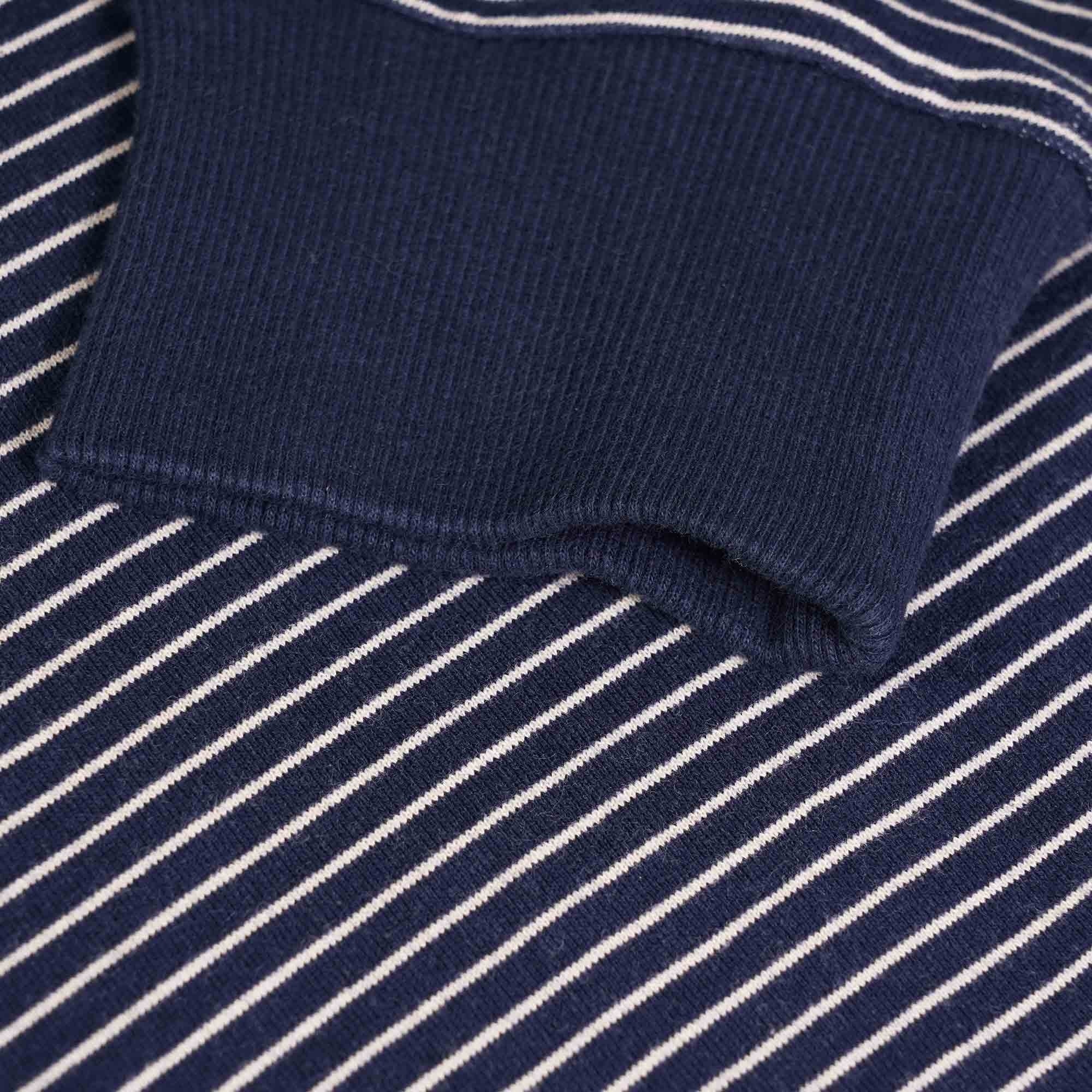 YMC Shrank Loopback Mini Stripe Sweatshirt - Navy/Stone