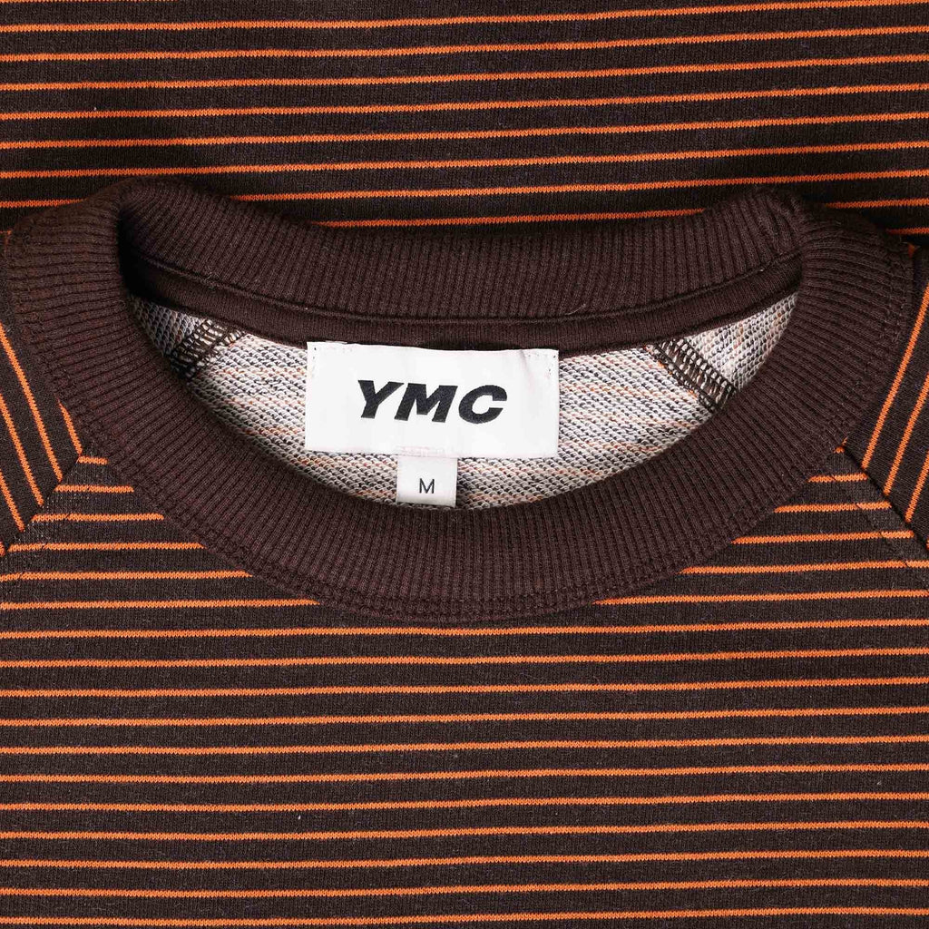 YMC Shrank Loopback Mini Stripe Sweatshirt - Brown/Orange