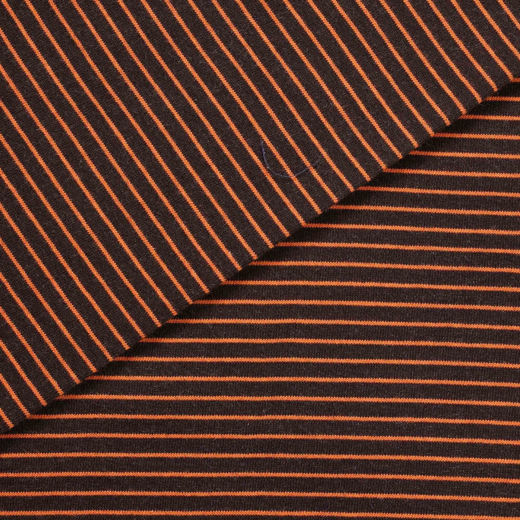 YMC Shrank Loopback Mini Stripe Sweatshirt - Brown/Orange