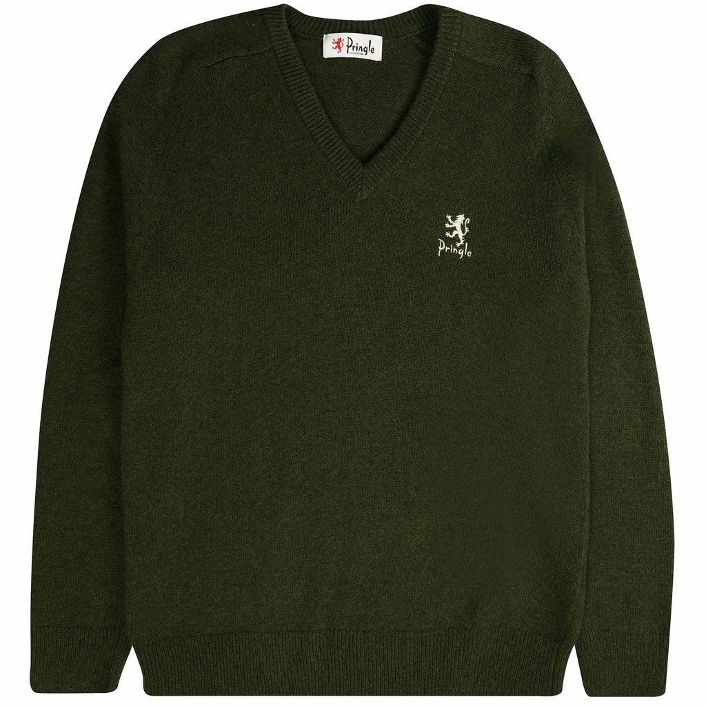Pringle of Scotland V Neck Archive Lambswool Blend Jumper - Pine Tree