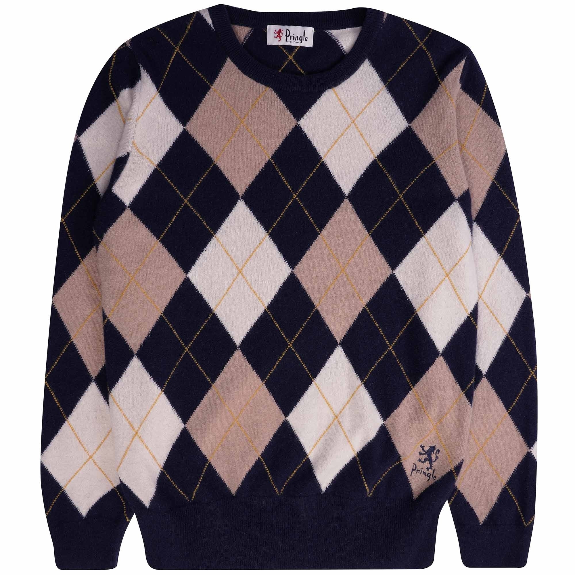 Pringle of Scotland Long Sleeve Argyle Jumper - Navy/Camel