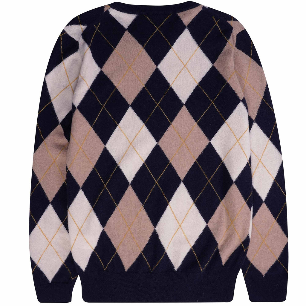 Pringle of Scotland Long Sleeve Argyle Jumper - Navy/Camel