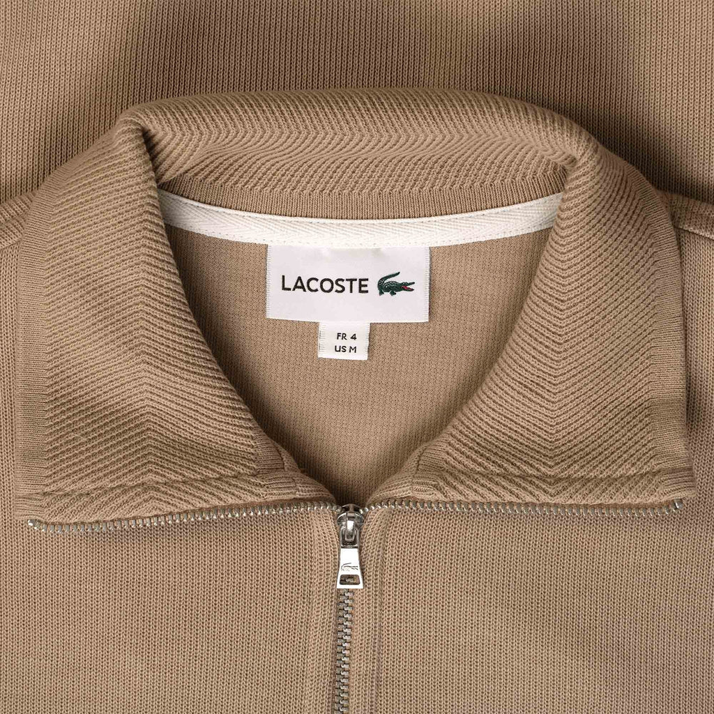 Lacoste Zippered Stand Up Collar Sweatshirt - Beige