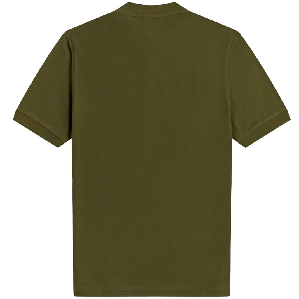 Fred Perry M3 Striped Henley Polo Shirt - Military Green