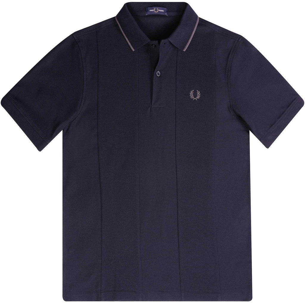 Fred Perry M4 Textured Stripe Polo Shirt - Navy