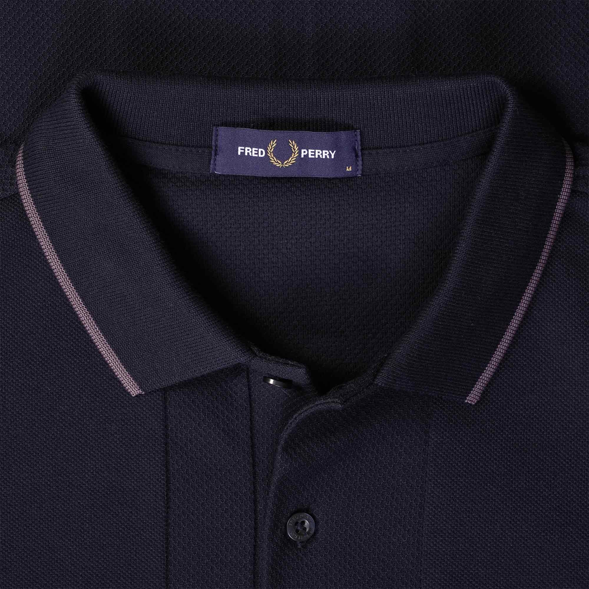 Fred Perry M4 Textured Stripe Polo Shirt - Navy