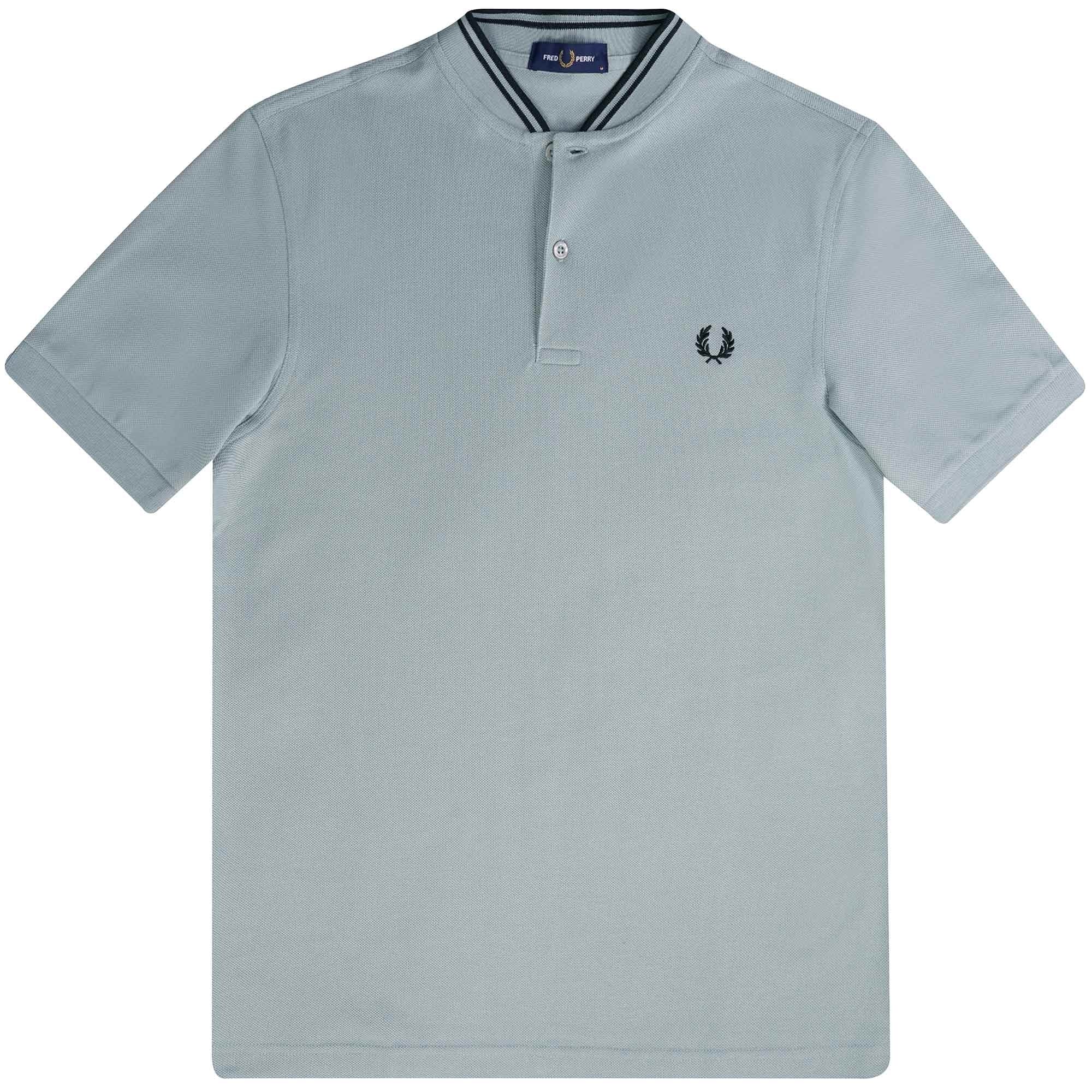 Fred Perry M4 Bomber Collar Polo Shirt - Silver Blue