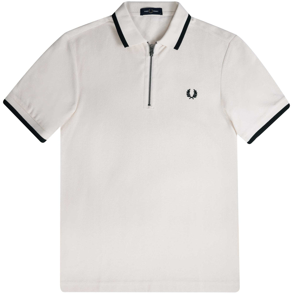Fred Perry M4 Half Zip Polo Shirt - Ecru
