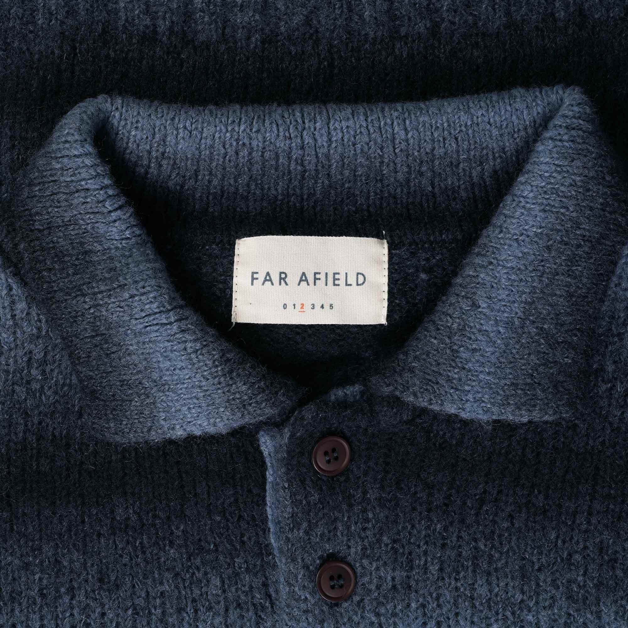 Far Afield Kier Long Sleeve Polo - Slate Navy