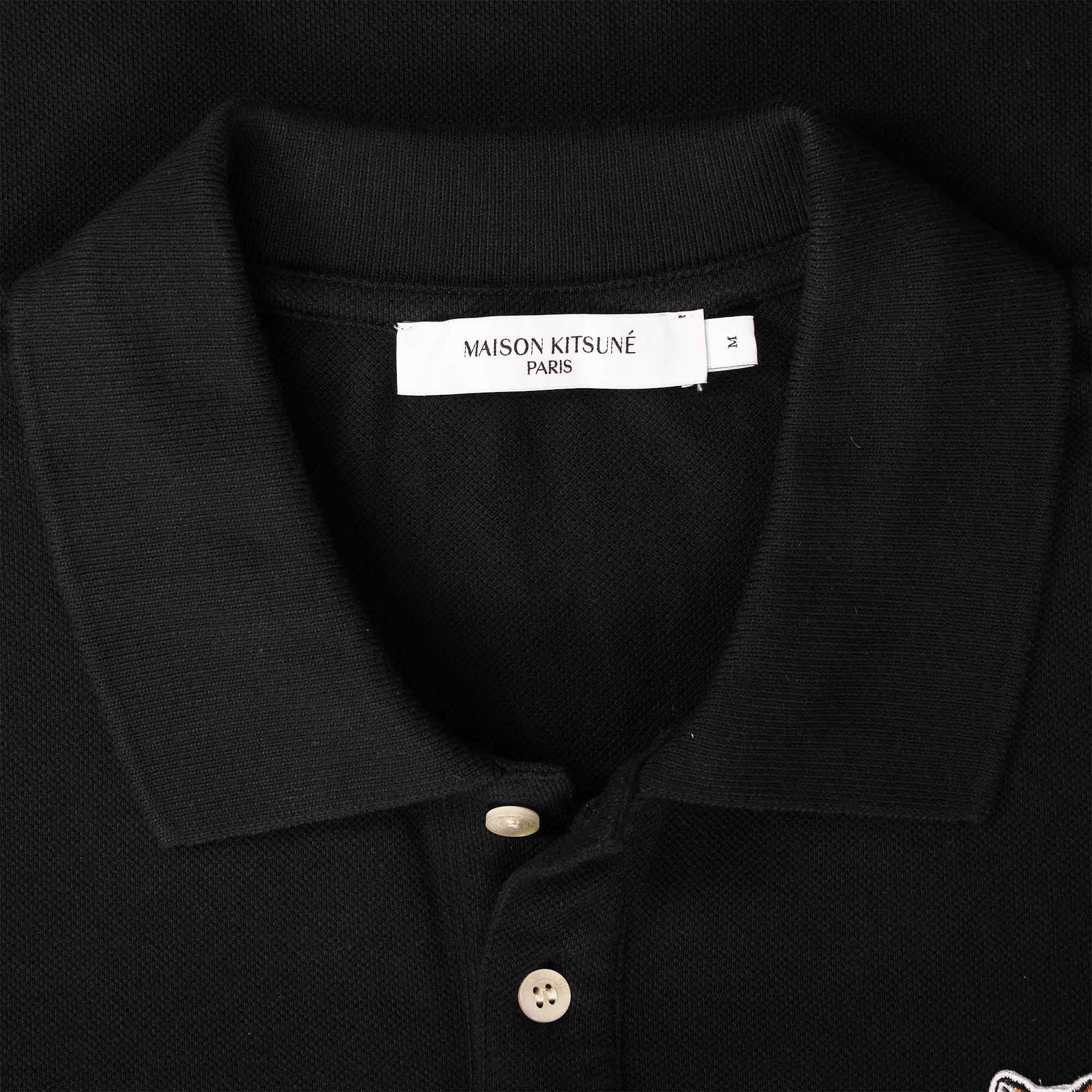 Maison Kitsune Fox Head Patch Polo Shirt - Black
