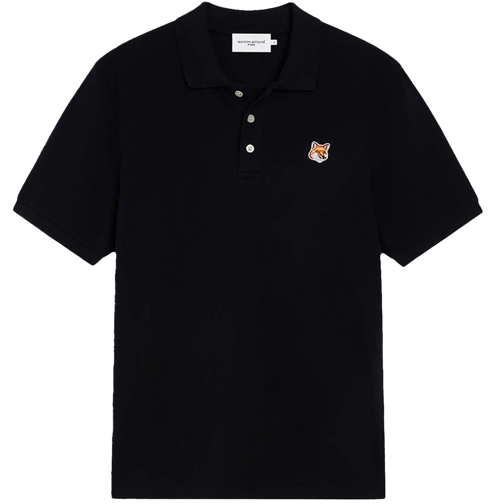 Maison Kitsune Fox Head Patch Polo Shirt - Black