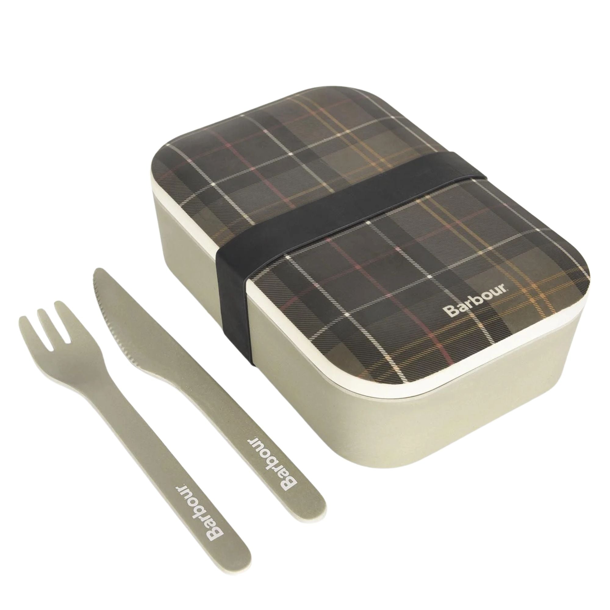 Barbour Bamboo Lunch Box & Cutlery Set