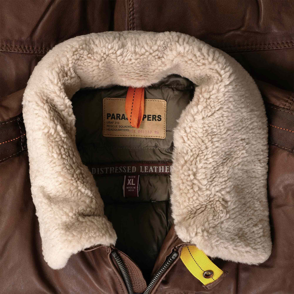 Parajumpers Josh Leather Jacket - Brown