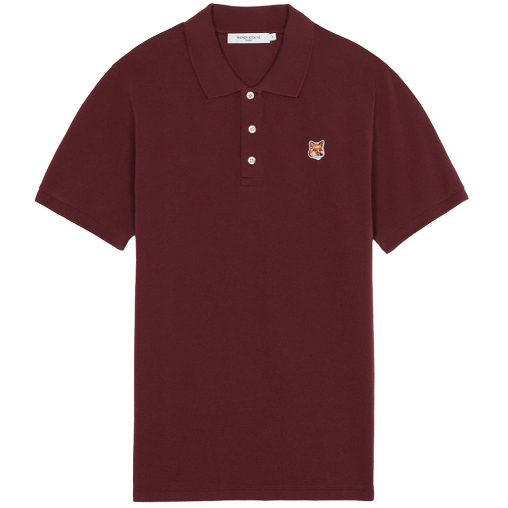 Maison Kitsune Fox Head Patch Polo Shirt - Wine