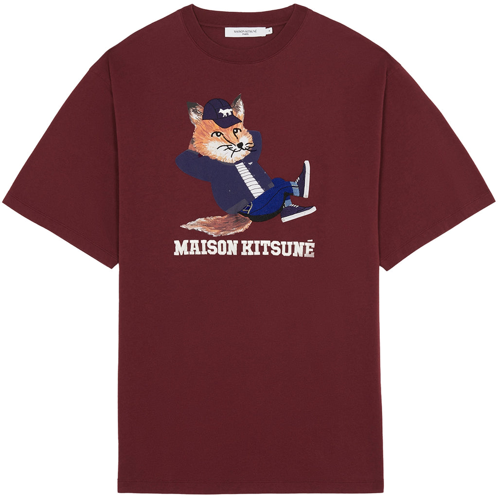Maison Kitsune Dressed Fox Print Easy T-shirt - Wine