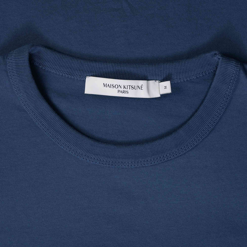 Maison Kitsune Chillax Fox Patch Classic T-Shirt - Blue Denim