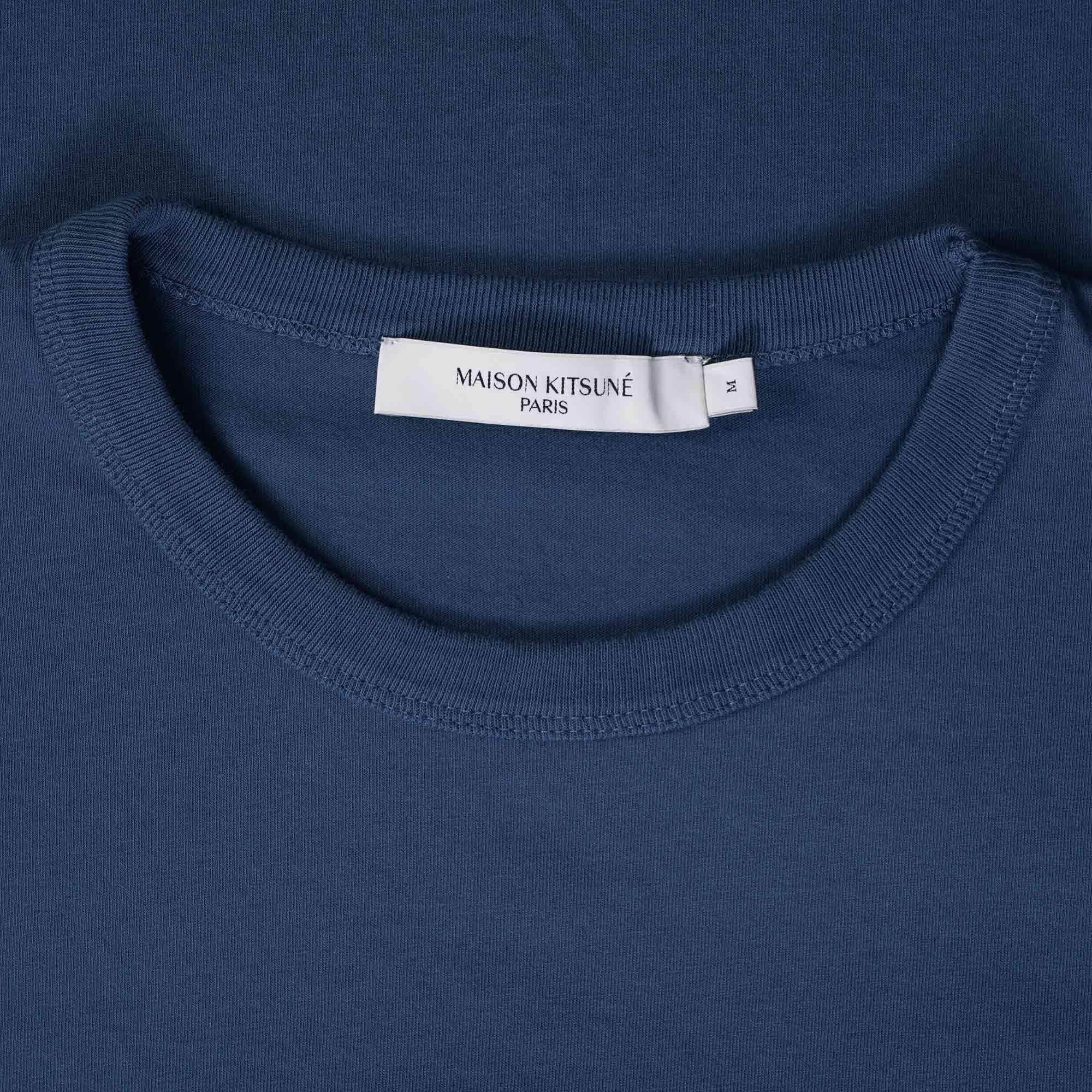 Maison Kitsune Chillax Fox Patch Classic T-Shirt - Blue Denim
