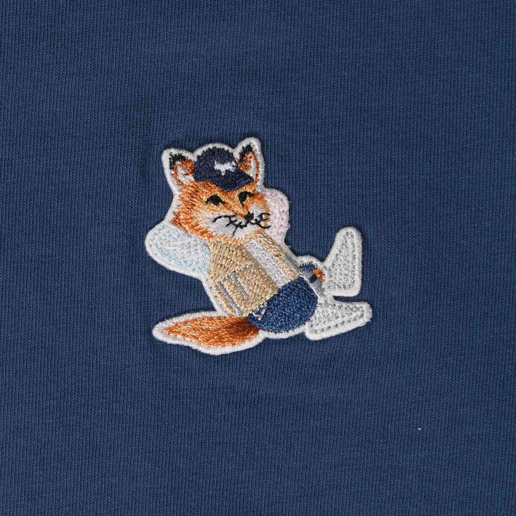 Maison Kitsune Chillax Fox Patch Classic T-Shirt - Blue Denim