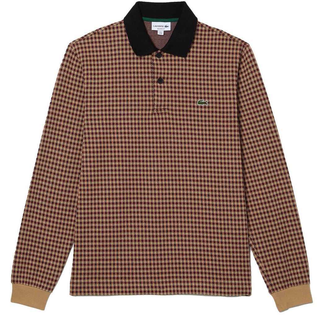 Lacoste Relaxed Fit Tartan Print Polo Shirt - Beige
