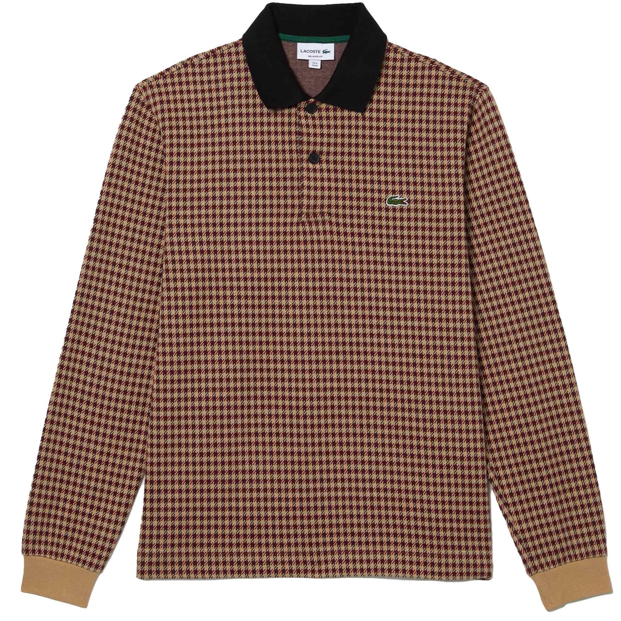 Lacoste Relaxed Fit Tartan Print Polo Shirt - Beige