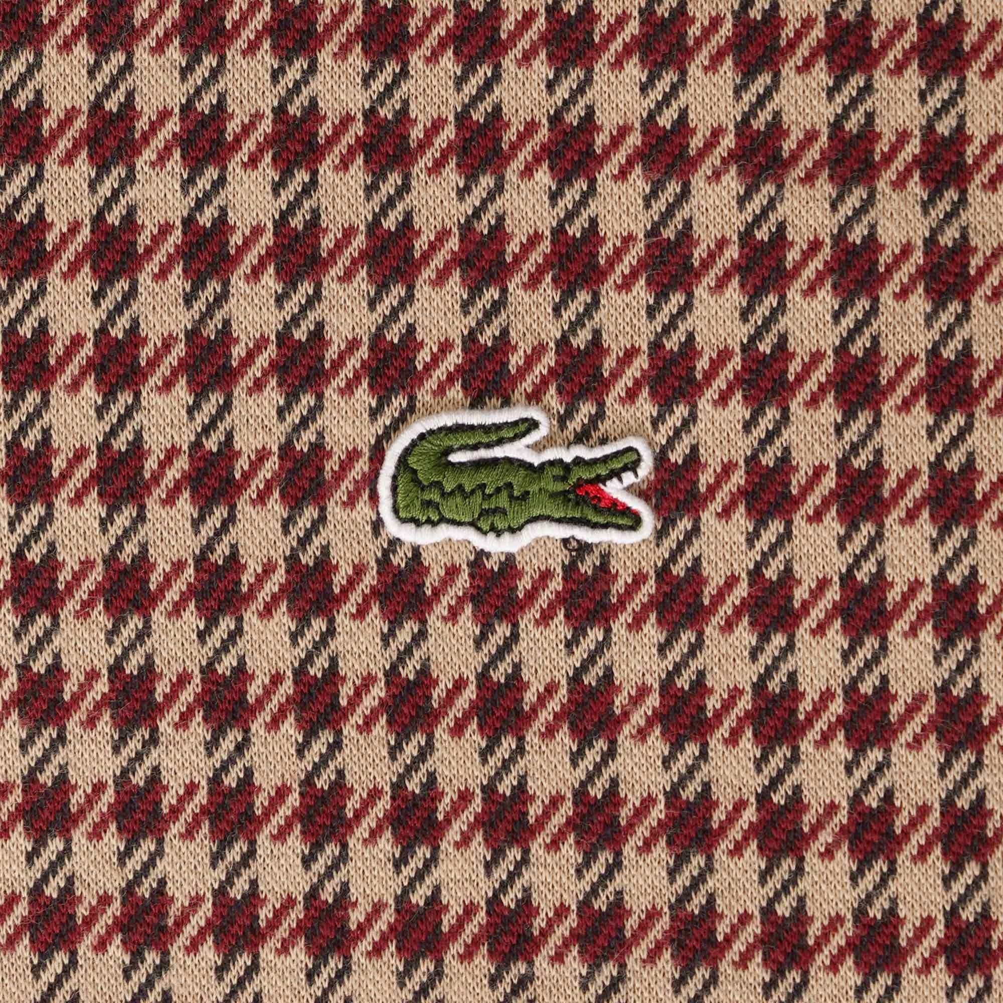 Lacoste Relaxed Fit Tartan Print Polo Shirt - Beige