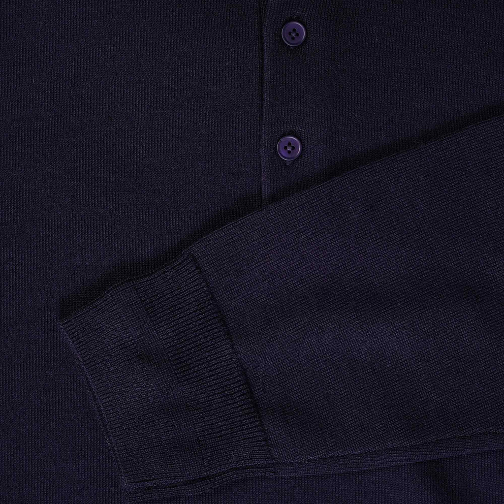 Paul Smith Long Sleeve Merino Wool Polo Shirt - Dark Navy