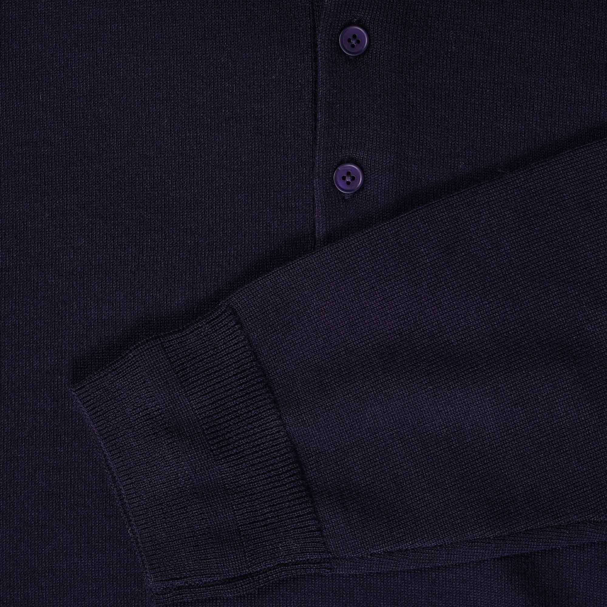 Paul Smith Long Sleeve Merino Wool Polo Shirt - Dark Navy
