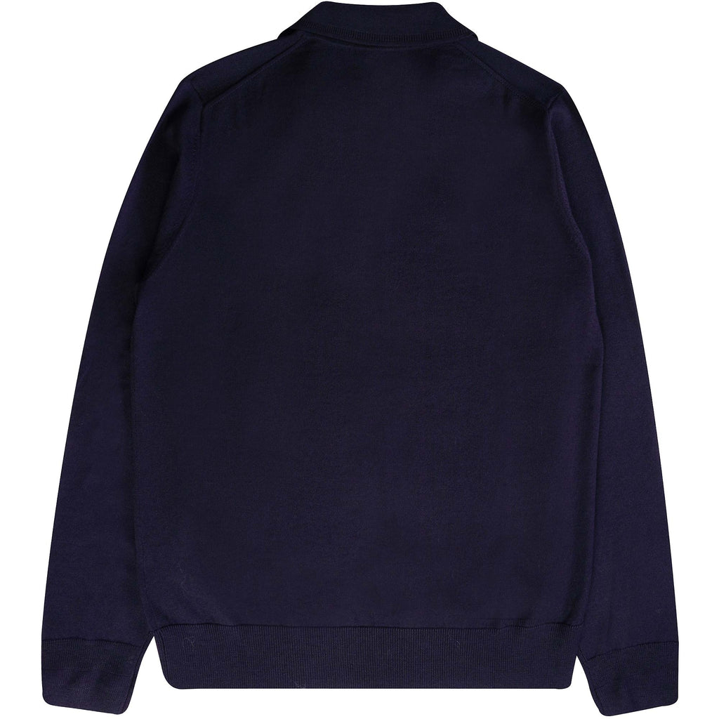 Paul Smith Long Sleeve Merino Wool Polo Shirt - Dark Navy