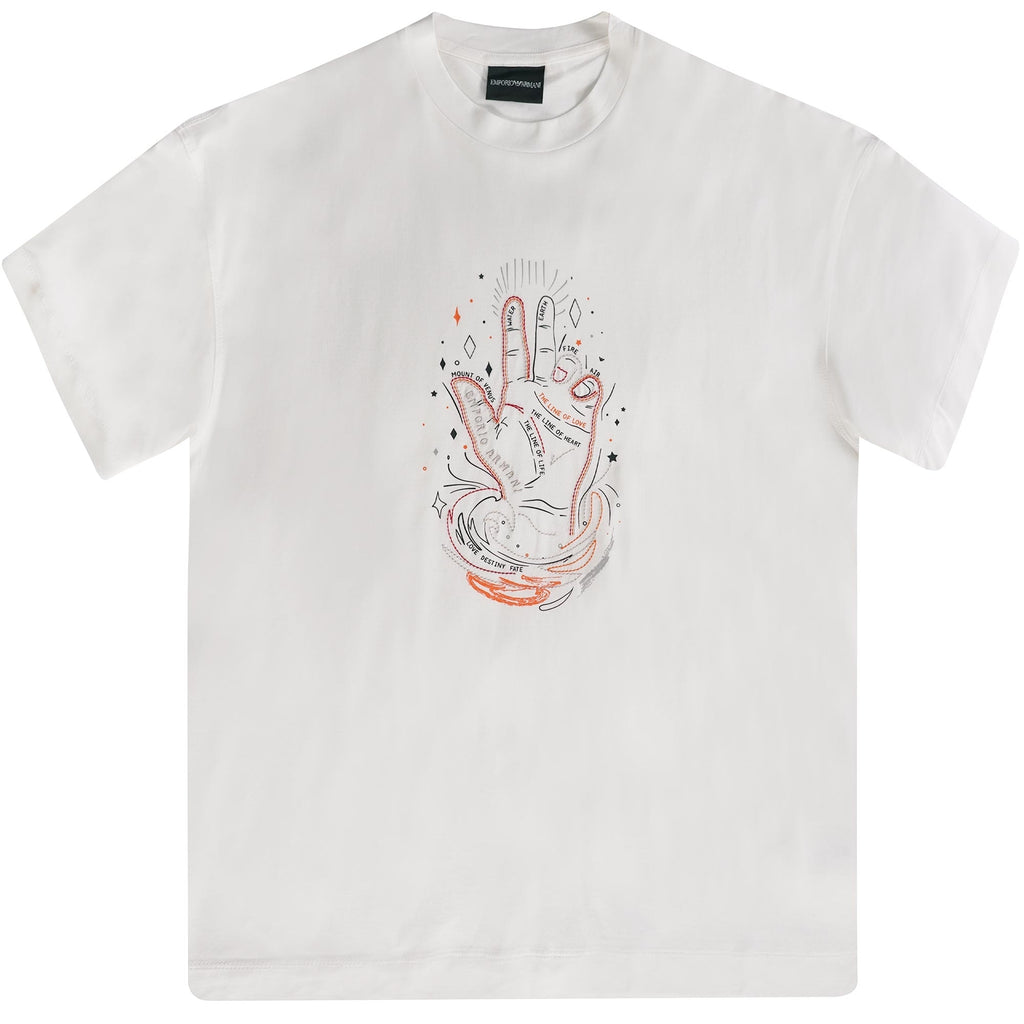 Emporio Armani Embroidered Logo T-Shirt - Mano Bianca