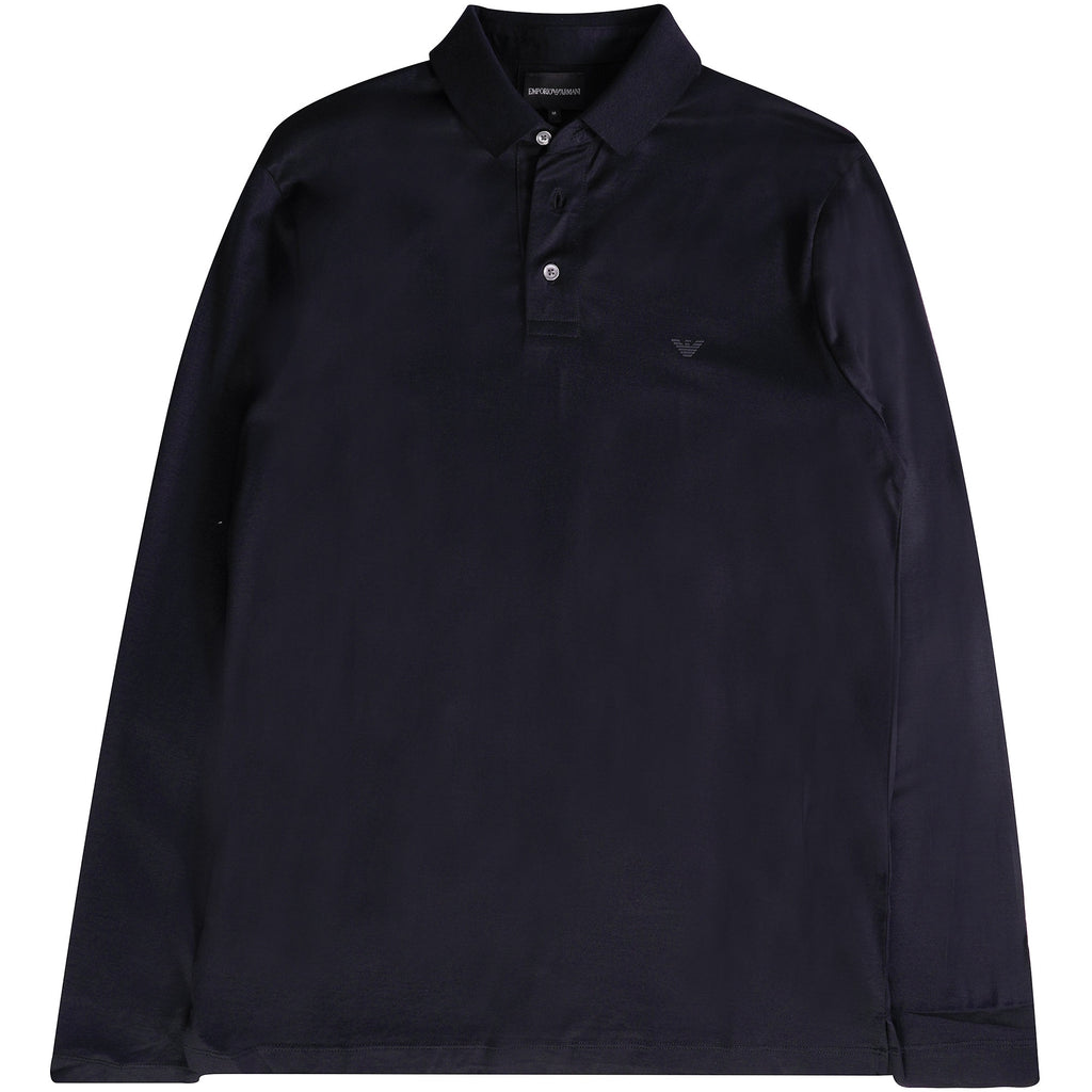 Emporio Armani Long Sleeve Polo Shirt - Blue Navy
