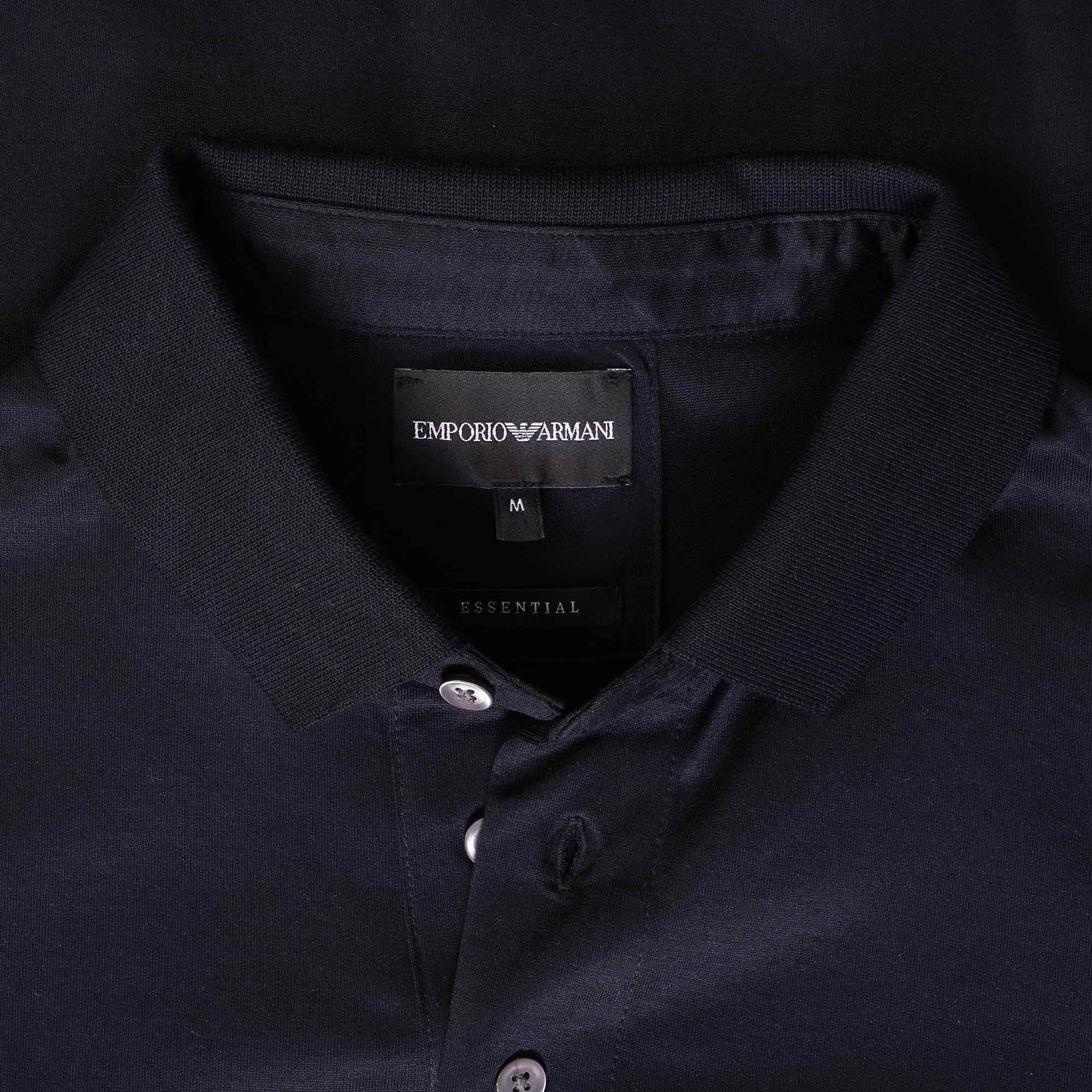 Emporio Armani Long Sleeve Polo Shirt - Blue Navy