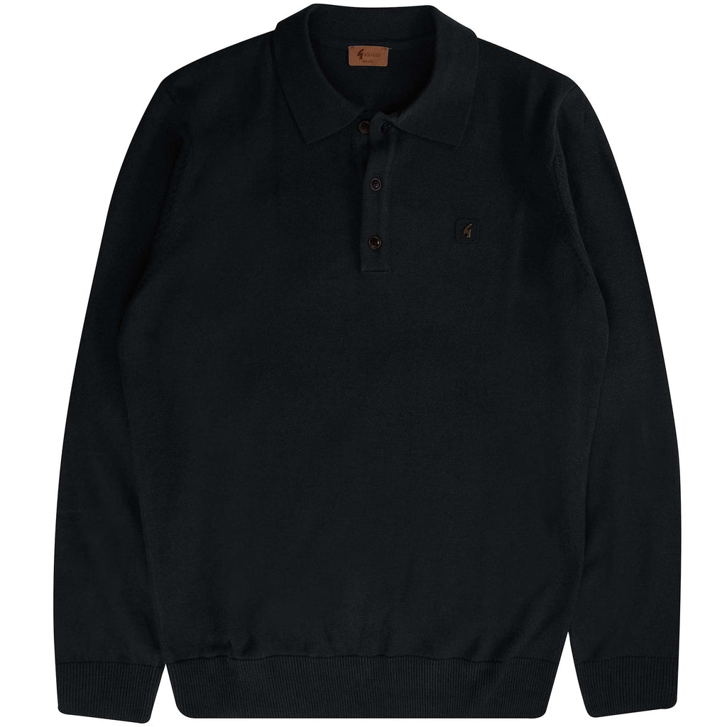 Francesco L/S Knit Polo Shirt - Black