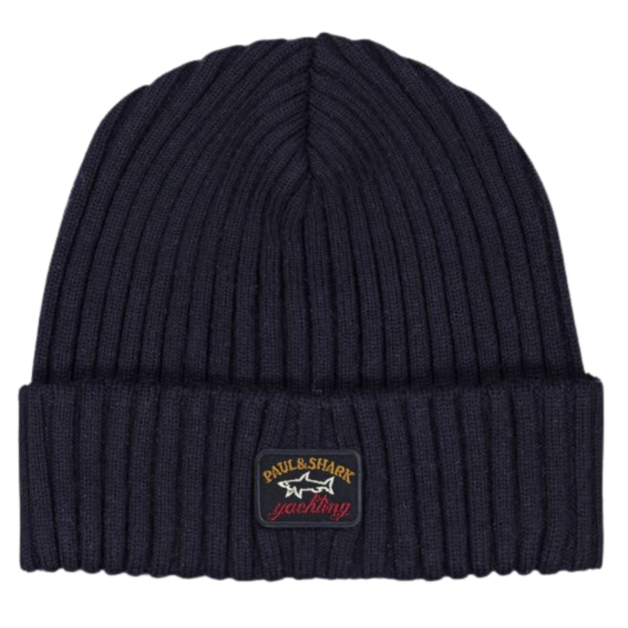 Paul and Shark Ribbed Wool Beanie - Blue