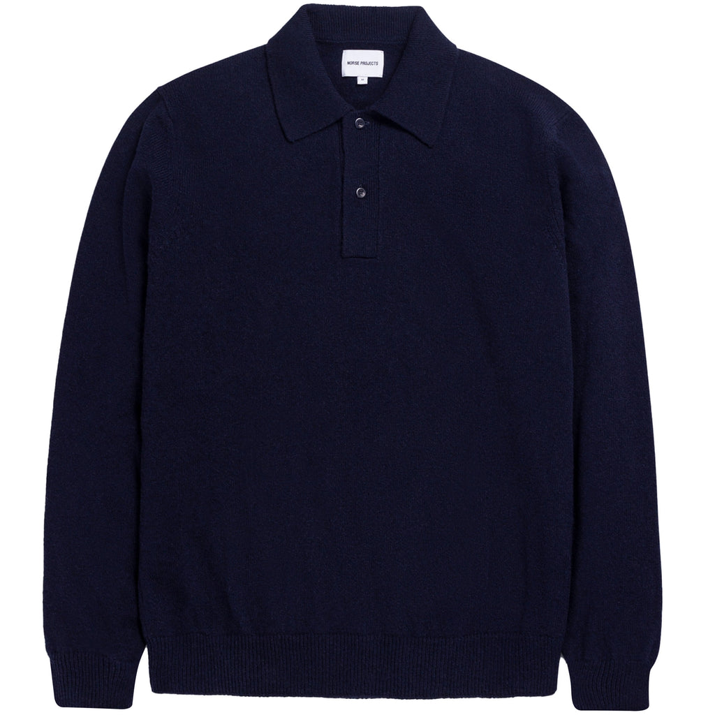Norse Projects Marco Lambswool Polo Shirt - Navy