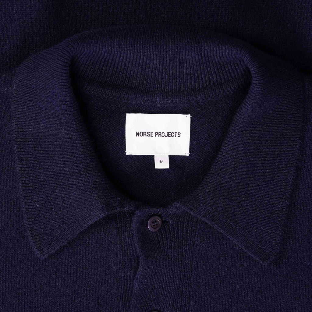 Norse Projects Marco Lambswool Polo Shirt - Navy